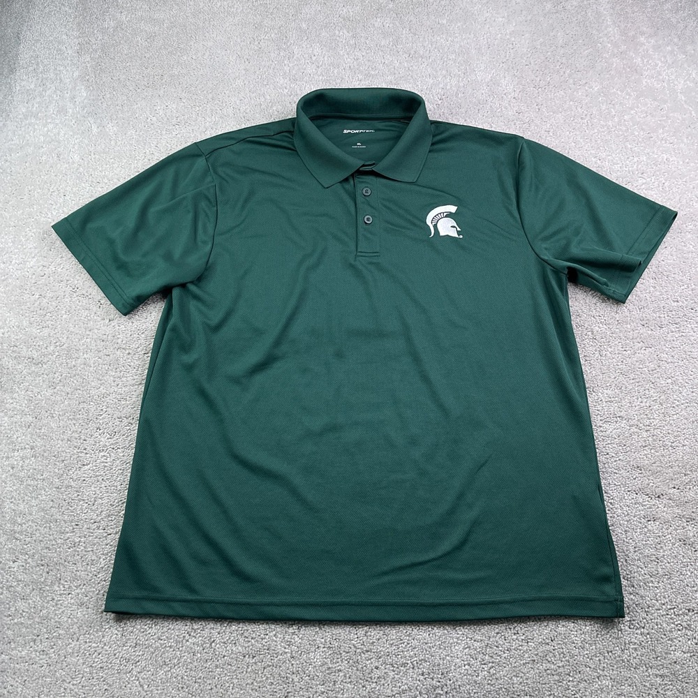 Michigan State Spartans Polo Shirt Mens XL Green Sport Tek Performance Golf